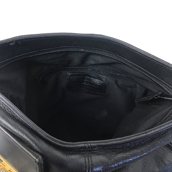 New York Black Leather Shoulder Bag With Sunglasses Compartment - Picture 7 of 9